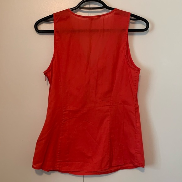 Armani Exchange V-Neck Tie Front Buttoned Red Tank Top Size Small - Picture 4 of 6